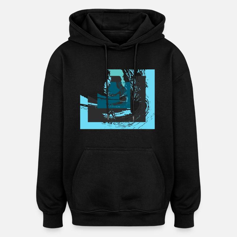 vagues - Sweat à capuche oversize unisexe - noir