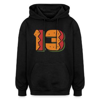 Burger Nummer 13 - 13 Jahre alt Geschenk zum 13. Geburtstag - Oversized Unisex Hoodie - Schwarz - Vorne - Noah (186cm)