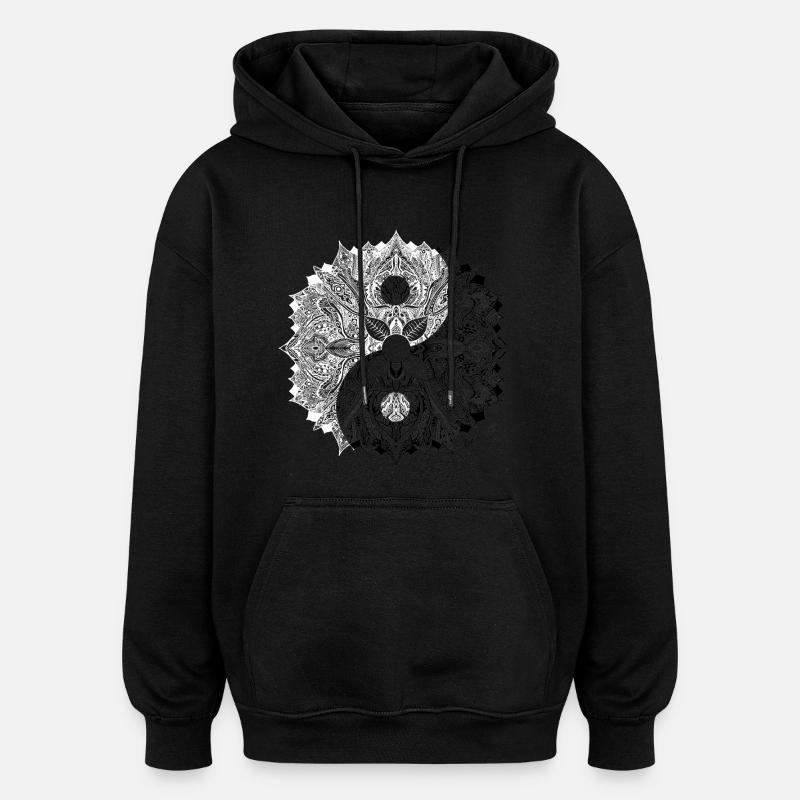 Mandala Yin Yang - Sweat à capuche oversize unisexe - noir