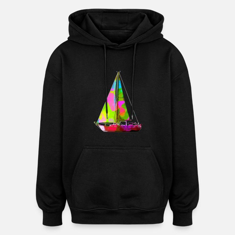 Buntes Segelboot - Oversized Unisex Hoodie - Schwarz