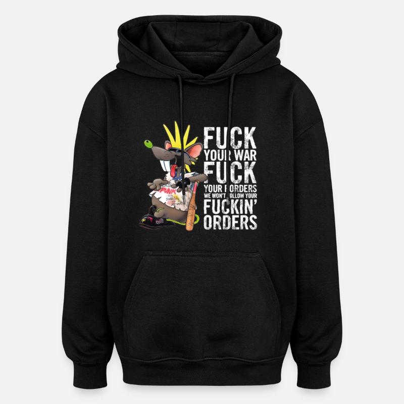 rat Punk - Sweat à capuche oversize unisexe - noir