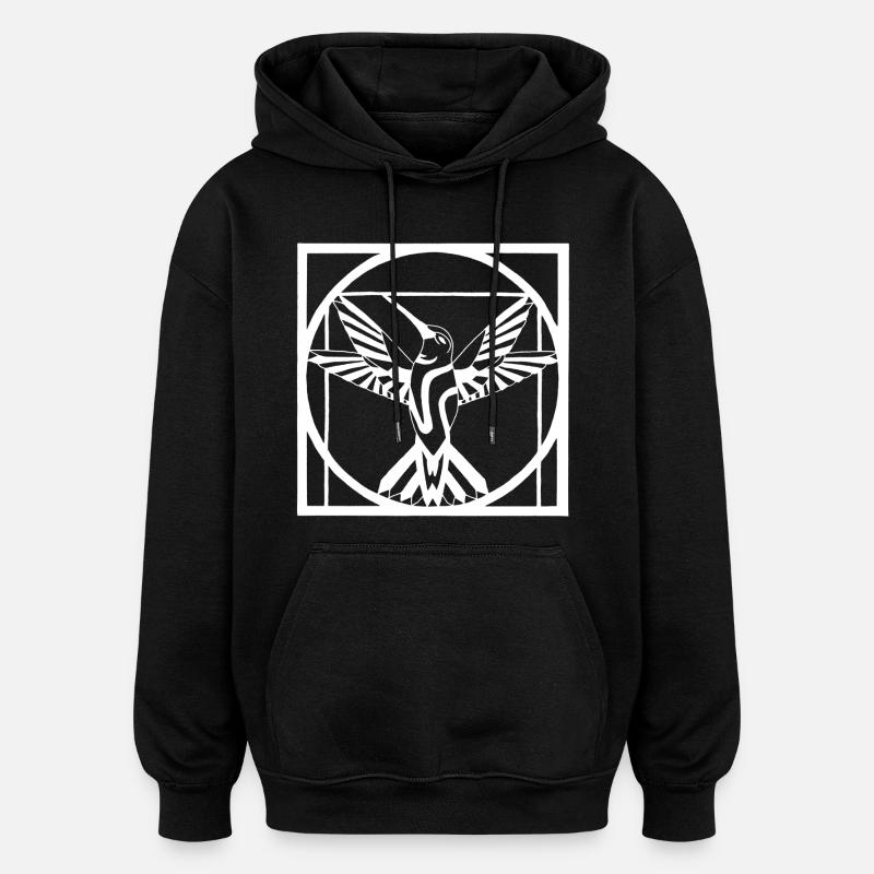 Oiseau blanc Vitruve - Sweat à capuche oversize unisexe - noir