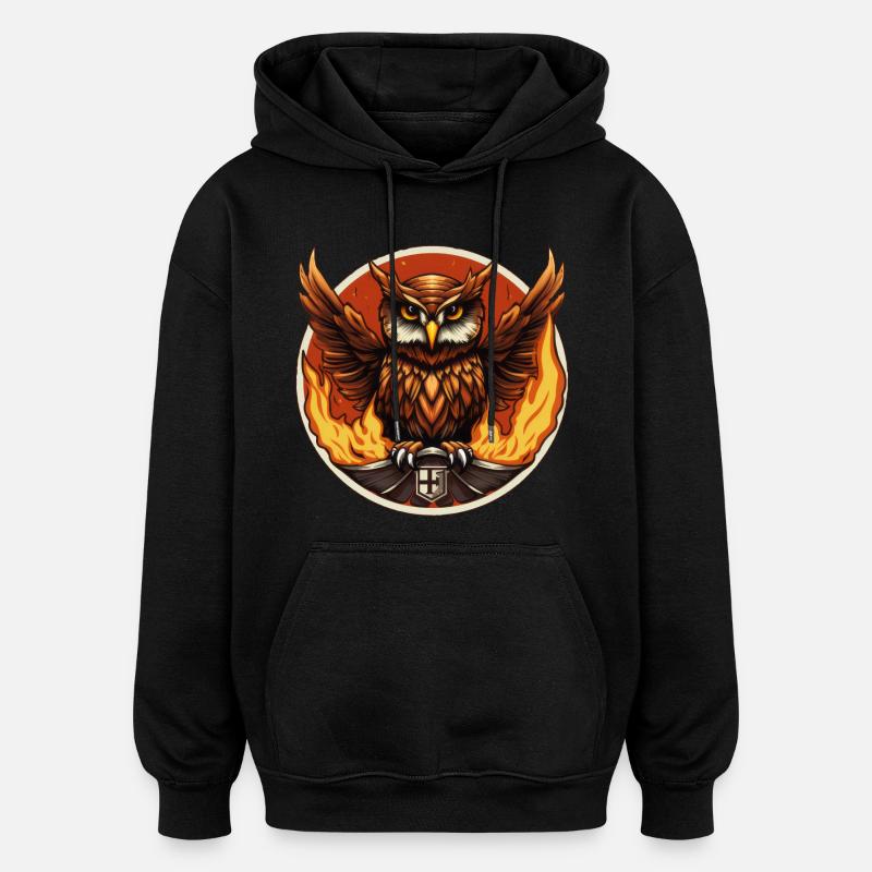 Le hibou gardien du feu - Sweat à capuche oversize unisexe - noir
