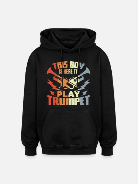 Boy playing trumpet - Oversized Unisex Hoodie - black