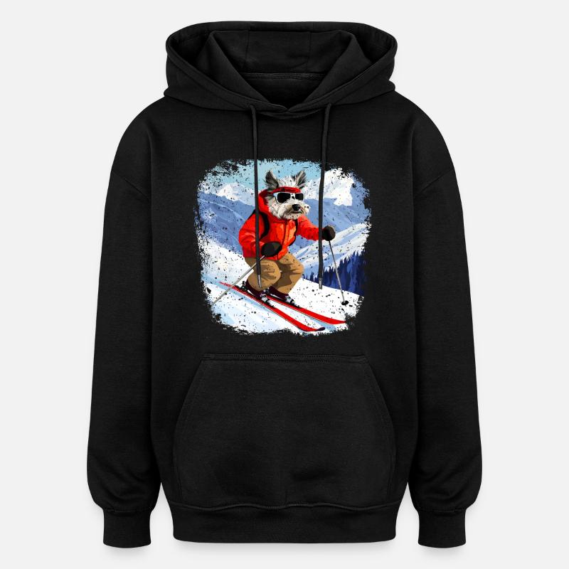 Chien de ski - Sweat à capuche oversize unisexe - noir