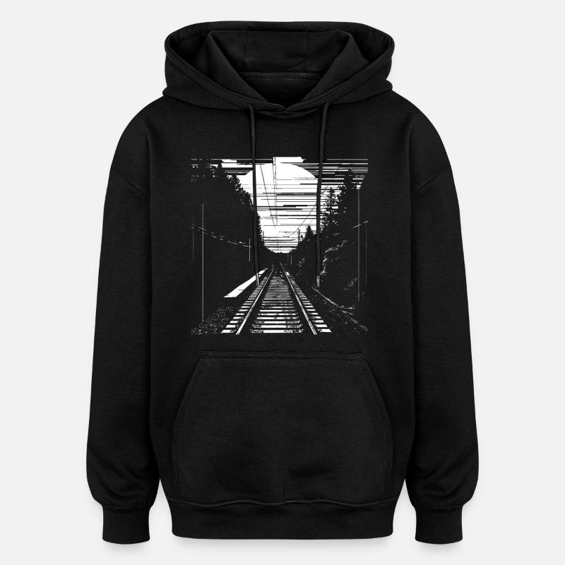 Graphique ferroviaire - Sweat à capuche oversize unisexe - noir
