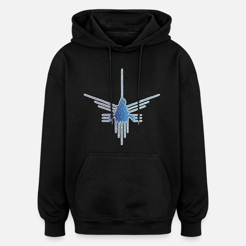 Nazca Bird on Starry Background - Oversized Unisex Hoodie - black
