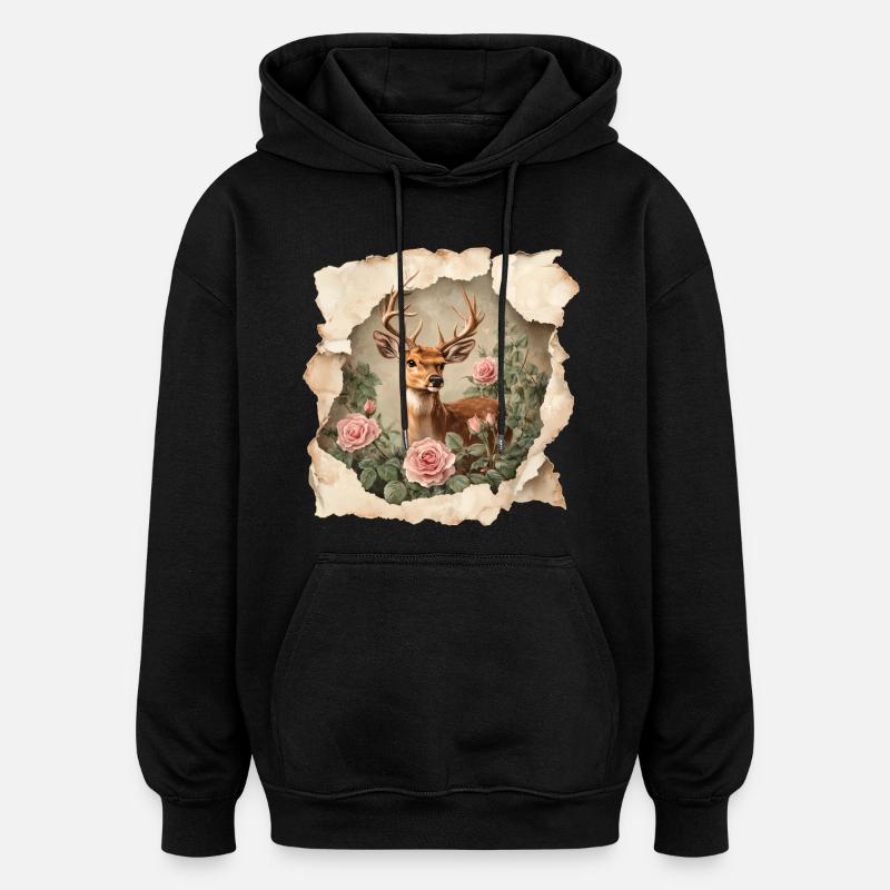 Millésime de cerf - Sweat à capuche oversize unisexe - noir