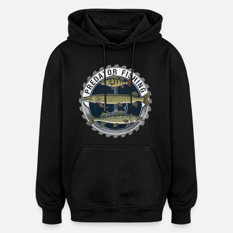 Pêche aux prédateurs Raubfisch Angeln - Sweat à capuche oversize unisexe - noir