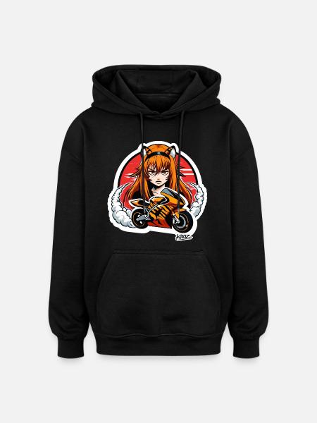 Tiger Rider Motorradmädchen - Oversized Unisex Hoodie - Schwarz