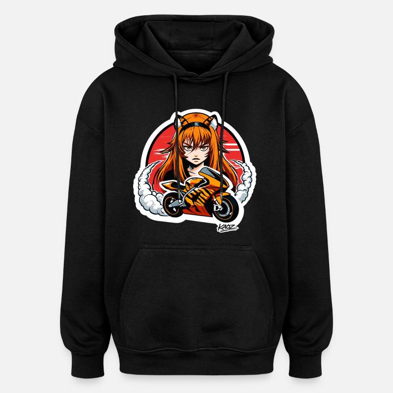 Cavalier de tigre À moto - Sweat à capuche oversize unisexe - noir