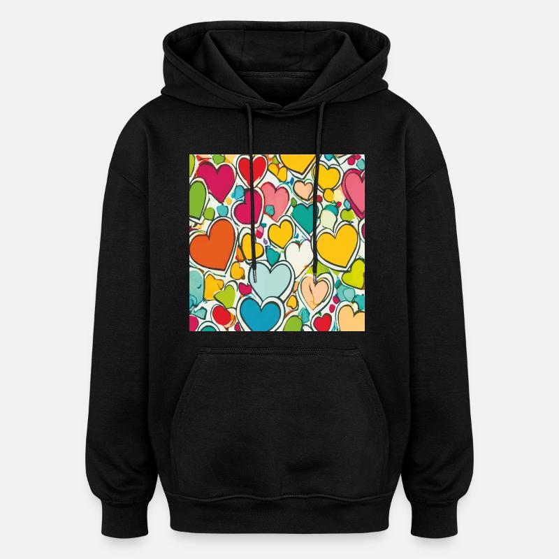 Herz als Aquarell - Oversized Unisex Hoodie - Schwarz