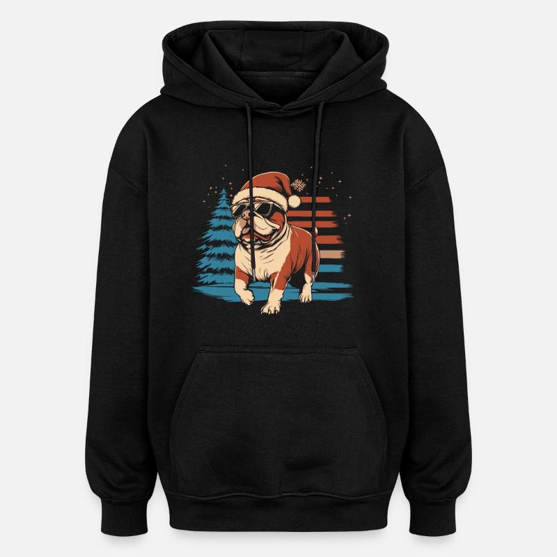 Cool bouledogue anglais Noël - Sweat à capuche oversize unisexe - noir
