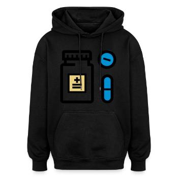 Pillen, Medikamente, Medizin, Drogen, Pillendose - Oversized Unisex Hoodie - Schwarz - Vorne - Noah (186cm)
