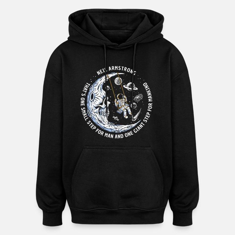 lune astronautes étoiles spatiales - Sweat à capuche oversize unisexe - noir