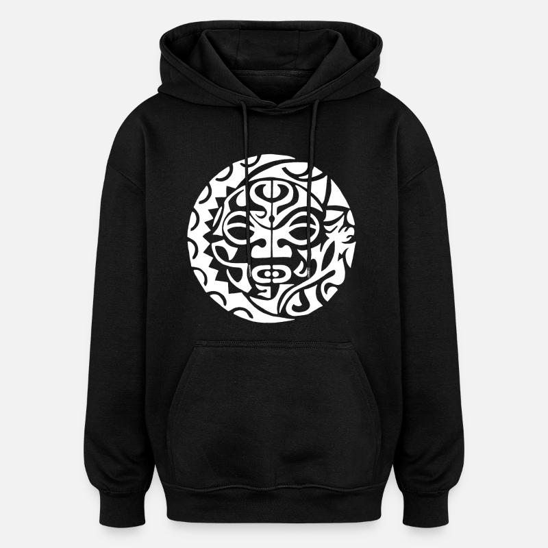 Tête de mort polynésienne blanche - Sweat à capuche oversize unisexe - noir