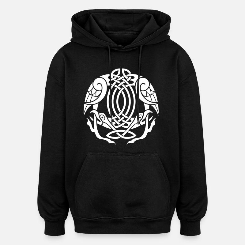 Aigle celte blanc - Sweat à capuche oversize unisexe - noir