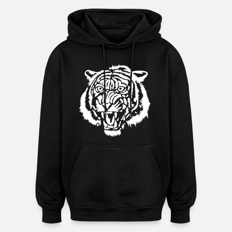 Weißer Tiger Graffiti - Oversized Unisex Hoodie - Schwarz