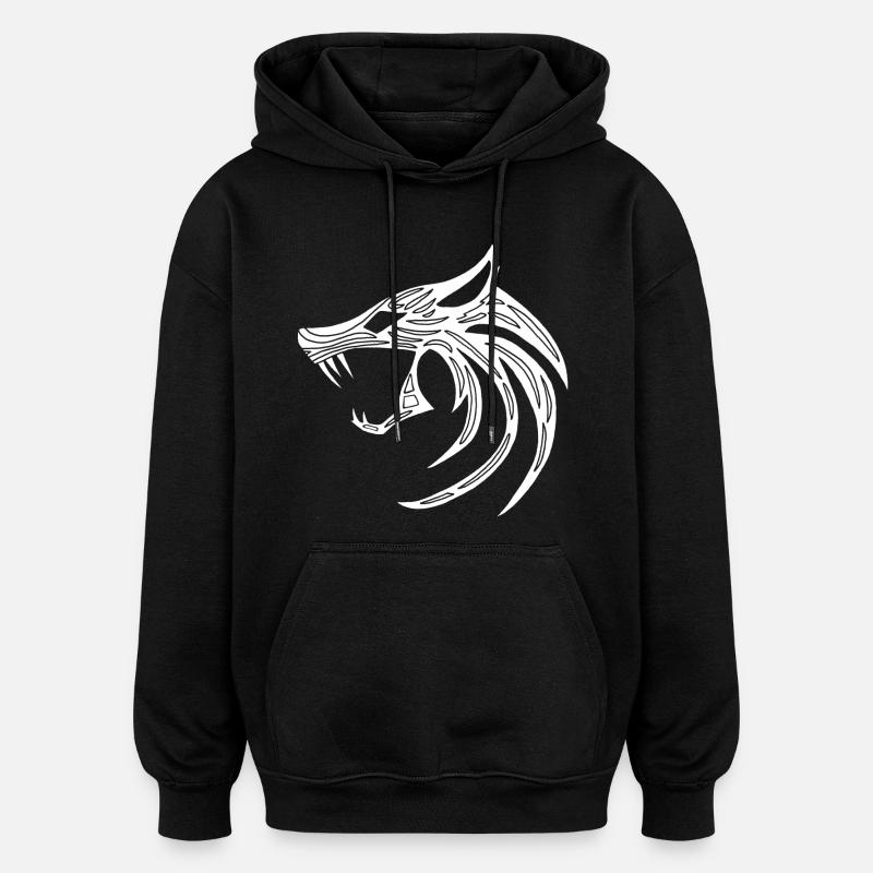 White demonic wolf - Oversized Unisex Hoodie - black