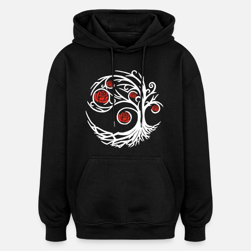 Rosier blanc étrange - Sweat à capuche oversize unisexe - noir