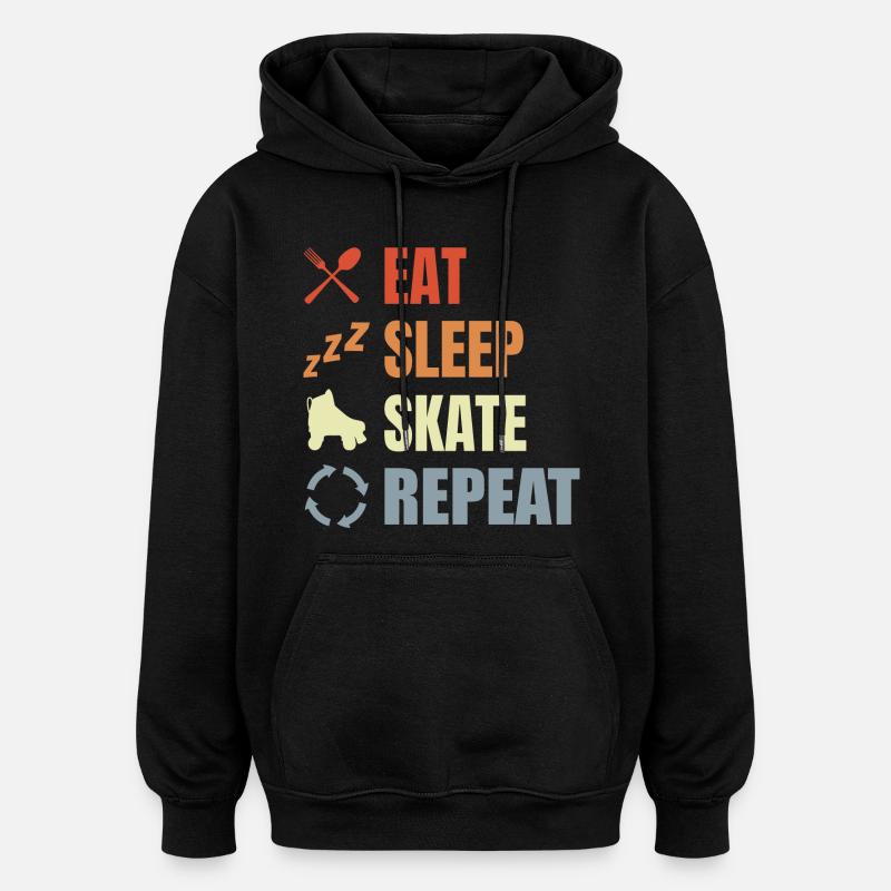Manger Dormir Patiner Répéter - Sweat à capuche oversize unisexe - noir