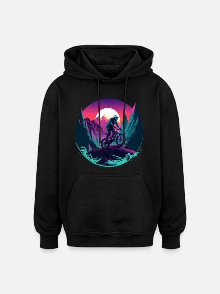 Mountainbiken Vaporwave - Oversized Unisex Hoodie - Schwarz
