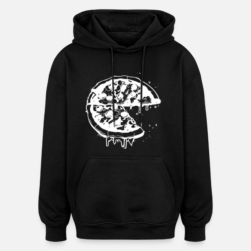 Pizza Zeichnung - Oversized Unisex Hoodie - Schwarz