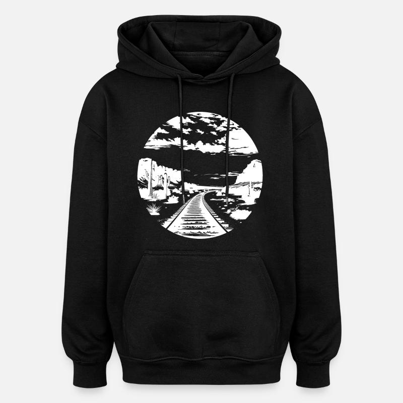 Eisenbahn Zeichnung - Oversized Unisex Hoodie - Schwarz