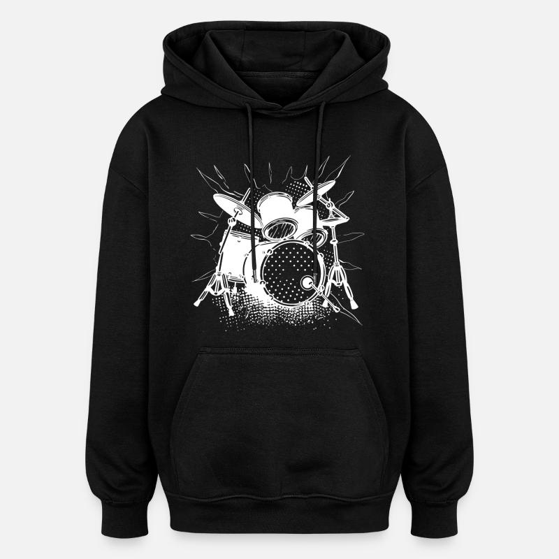 Graphiques de batterie - Sweat à capuche oversize unisexe - noir