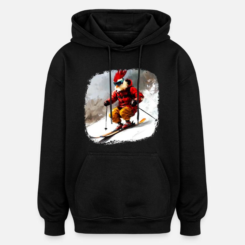Poulets Ski / Poulet Skieur - Sweat à capuche oversize unisexe - noir