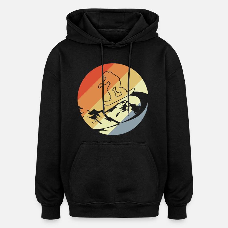Snowboarder style rétro - Sweat à capuche oversize unisexe - noir