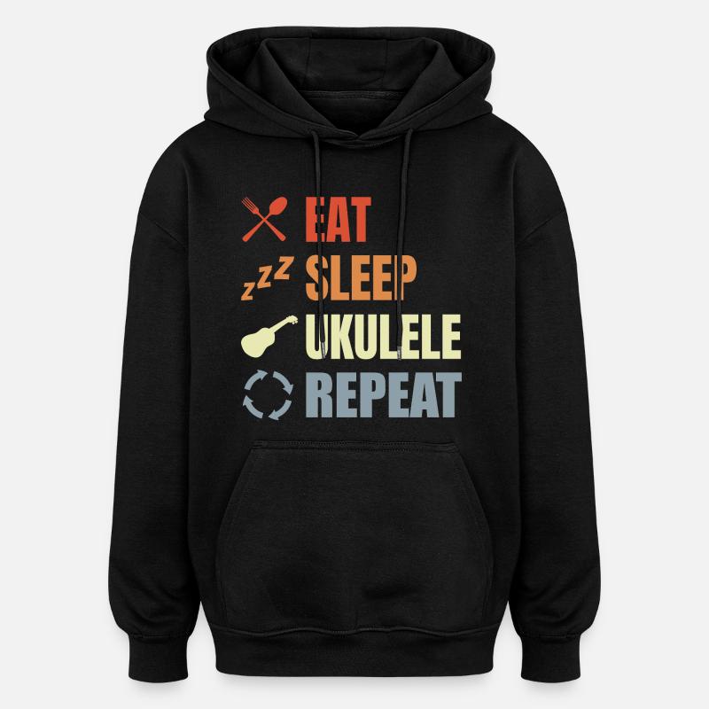 Manger dormir ukulélé répéter - Sweat à capuche oversize unisexe - noir