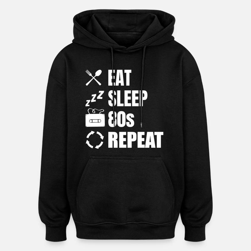 Manger dormir 80s Répéter - Sweat à capuche oversize unisexe - noir
