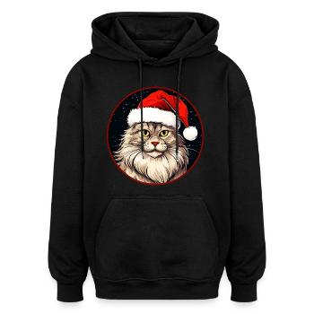 Chats Noël - Sweat à capuche oversize unisexe - noir - Devant - Noah (186cm)