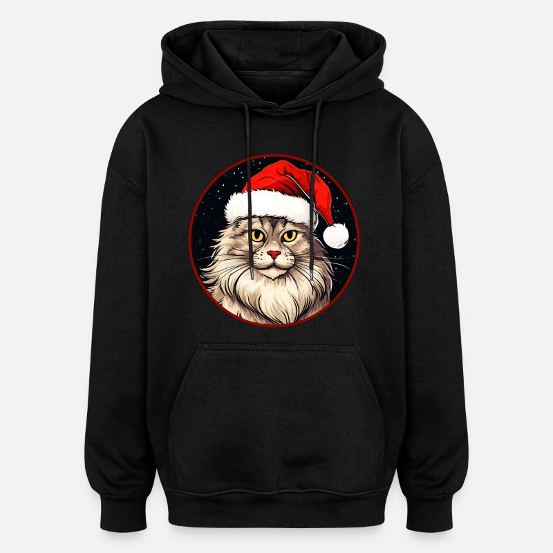 Chats Noël - Sweat à capuche oversize unisexe - noir