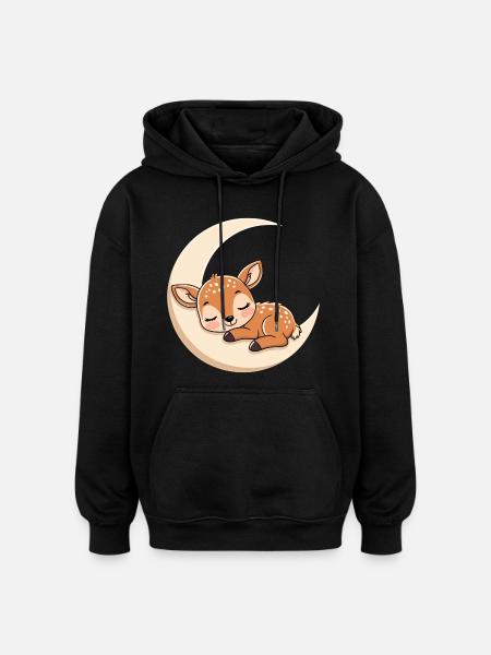 Repos Lune Fawn Dormant - Sweat à capuche oversize unisexe - noir