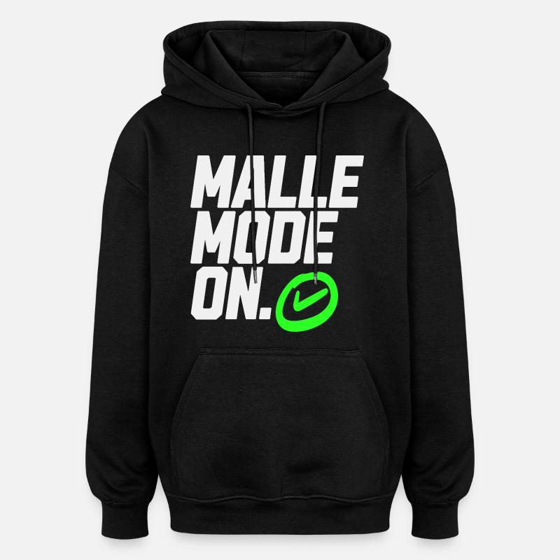 Mallemodus On – Graphique avec coche verte - Sweat à capuche oversize unisexe - noir