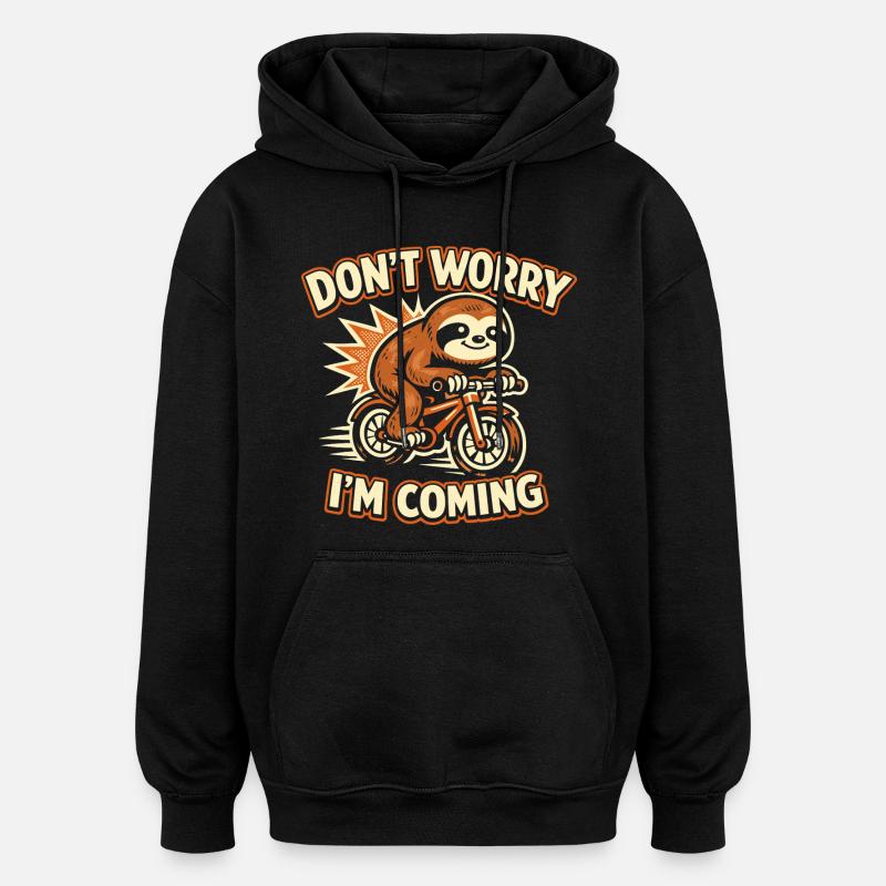 Sloth Bicycle Funny Gift Cute - Oversized Unisex Hoodie - black