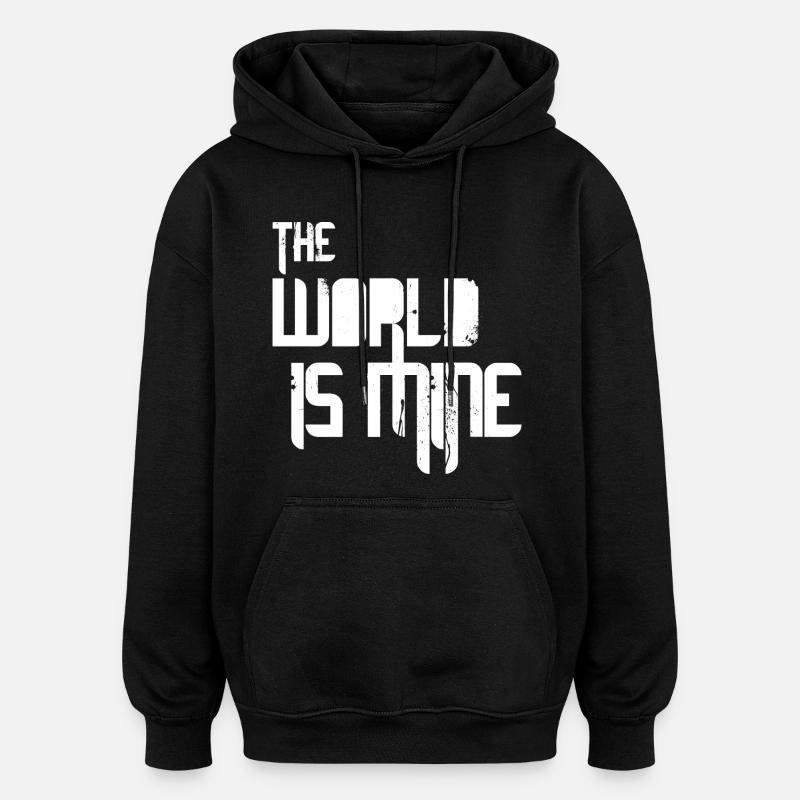 Le monde est à moi - Blanc - Sweat à capuche oversize unisexe - noir