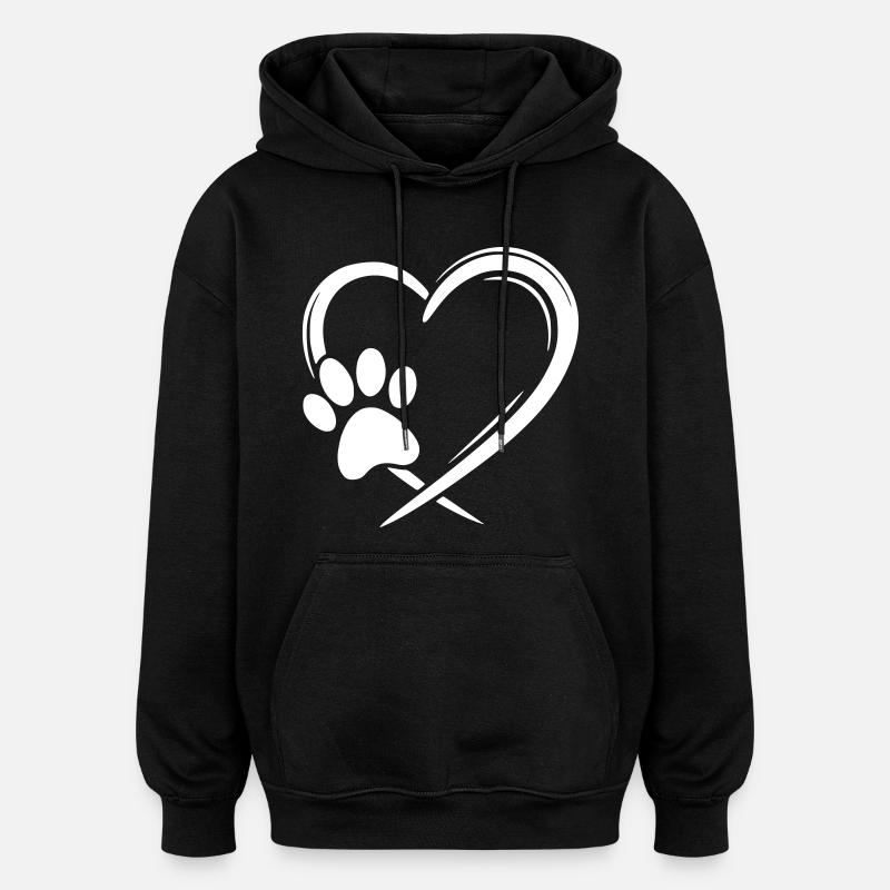Pfote Herz - Oversized Unisex Hoodie - Schwarz