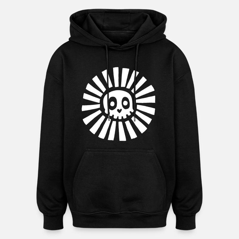 Crâne ensoleillé blanc - Sweat à capuche oversize unisexe - noir