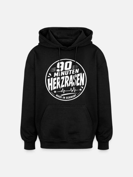 90 Minuten Herzrasen - Oversized Unisex Hoodie - Schwarz