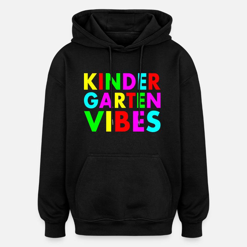 kindergarten vibes - Sweat à capuche oversize unisexe - noir