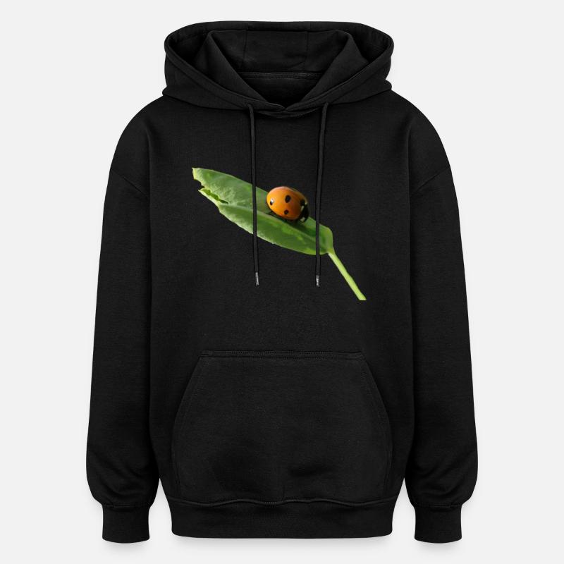 Lucky beetle ladybug without text - Oversized Unisex Hoodie - black