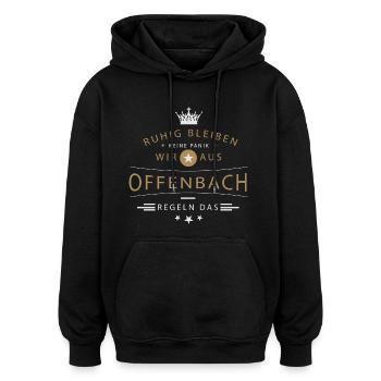 Ruhig bleiben Offenbach - Oversized Unisex Hoodie - Schwarz - Vorne - Noah (186cm)