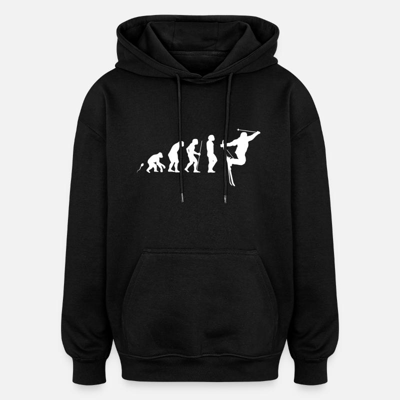 Ski Spaß Evolution Fun Shirt - Oversized Unisex Hoodie - Schwarz