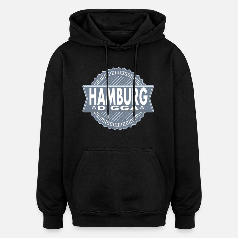 HAMBURG DIGGA - Oversized Unisex Hoodie - Schwarz