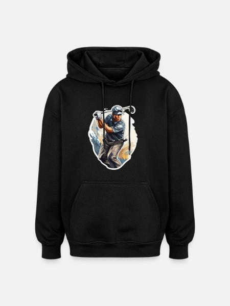 Golf Player - Illustration - Oversized Unisex Hoodie - black