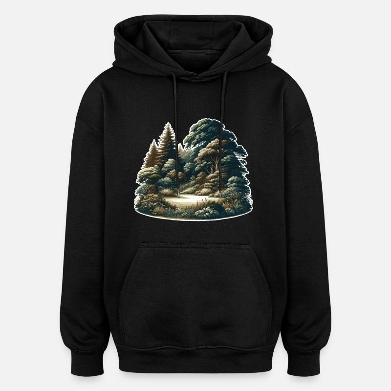 Paysage - Illustration - Sweat à capuche oversize unisexe - noir