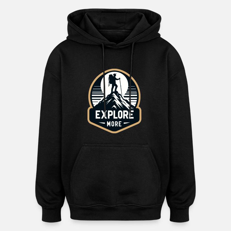 Explore more - Wanderer - Oversized Unisex Hoodie - black